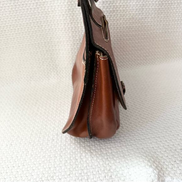 Patricia Nash London Heritage Collection Cognac Smooth Leather Saddle Crossbody - Picture 9 of 16